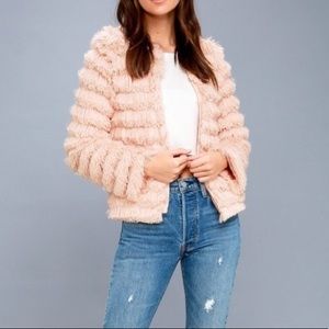 NWOT Blush Fringe Jacket
